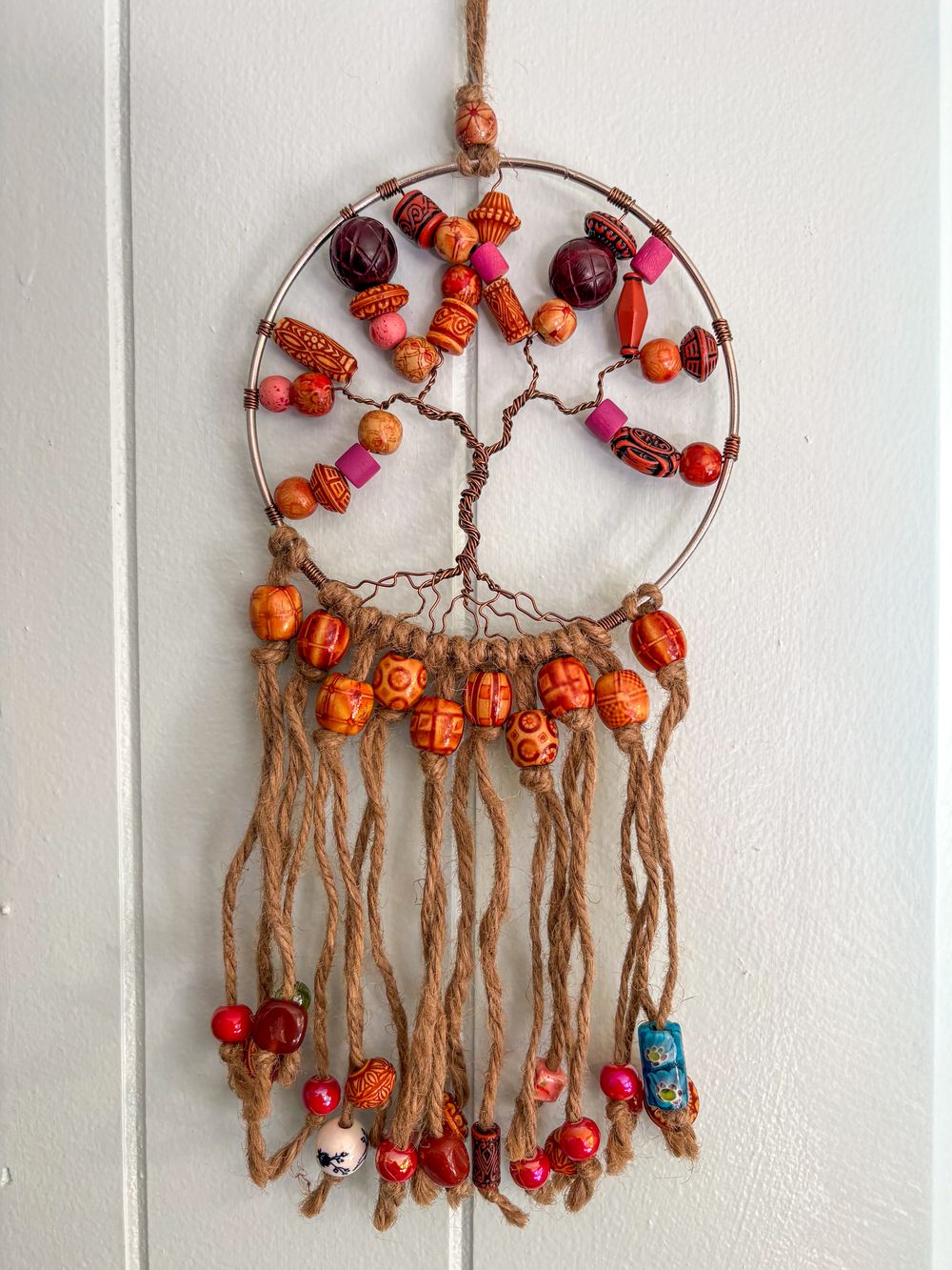 Tree of Life Wall Hanging – Earthy Beaded Boho Decor