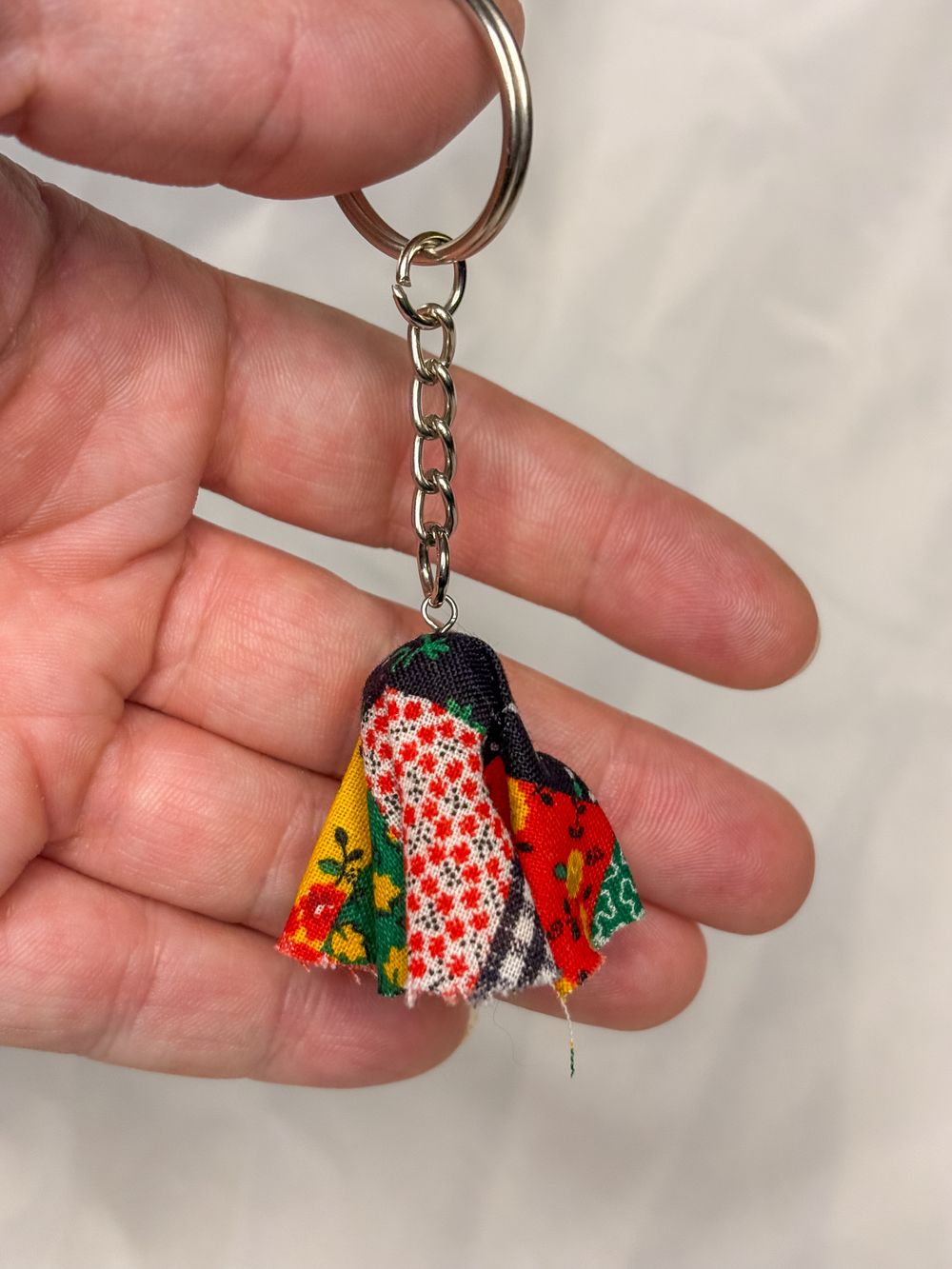 Patchwork Fabric Ghost Keychain