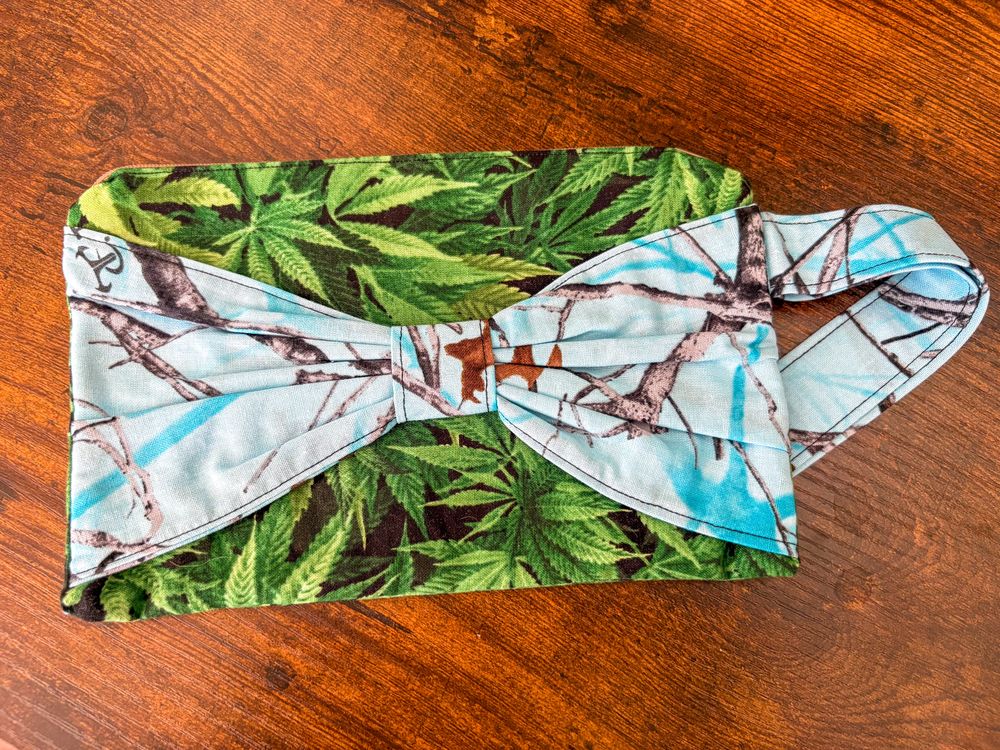 Blue Camo and Cannabis Zippered Bag with Wrist Strap
