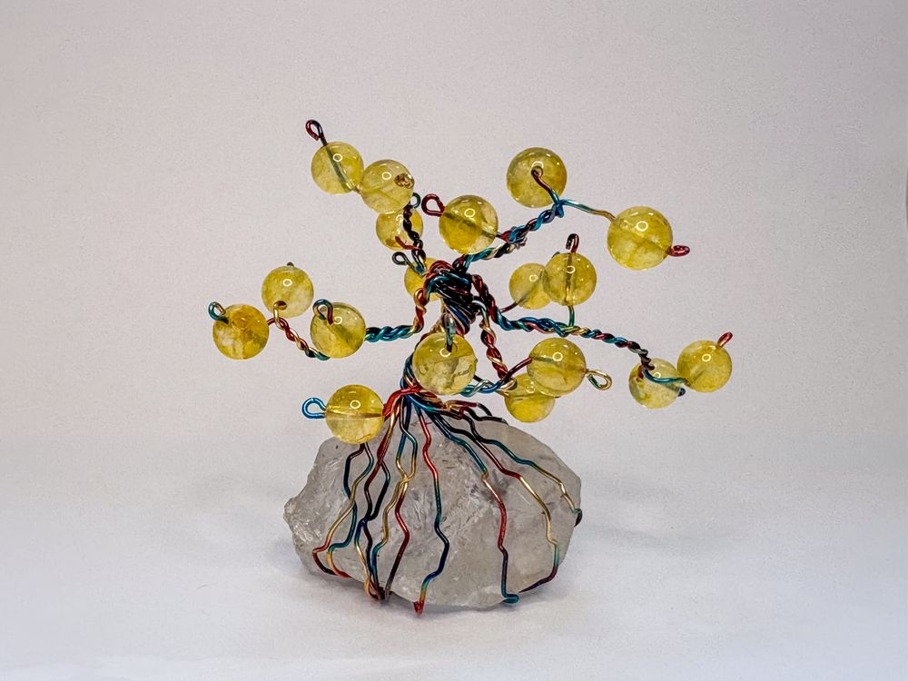 Citrine and Quartz Wire Tree Sculpture