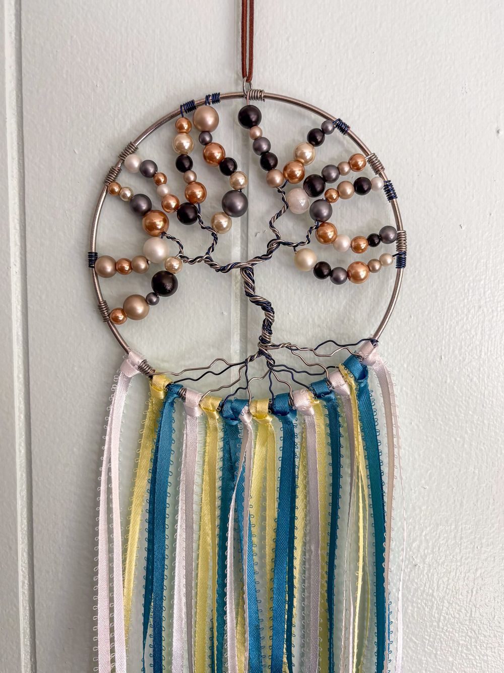 Pastel Tree of Life Wall Hanging – Peaceful Boho Ribbon Deco