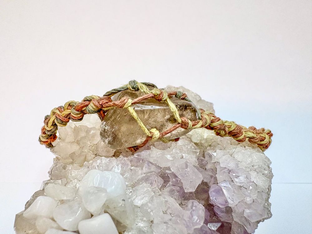 Smokey Quartz and Woven Cord Anklet/Bracelet